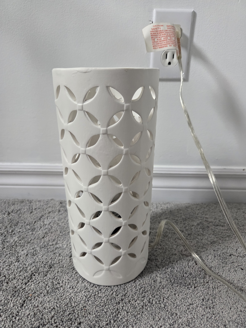 White Ceramic Cutout Lantern Luminary -